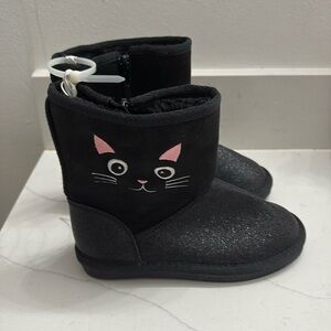 Girls black cat boots size 12M NWT